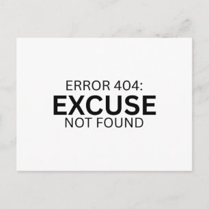 Error 404 Excuse Not Found Minimalist Typewriter  Holiday Postcard
