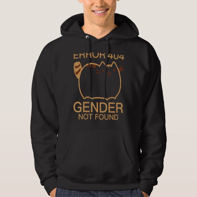 Error 404 Gender Not Found Cat Agender Non Binary  Hoodie (Front)