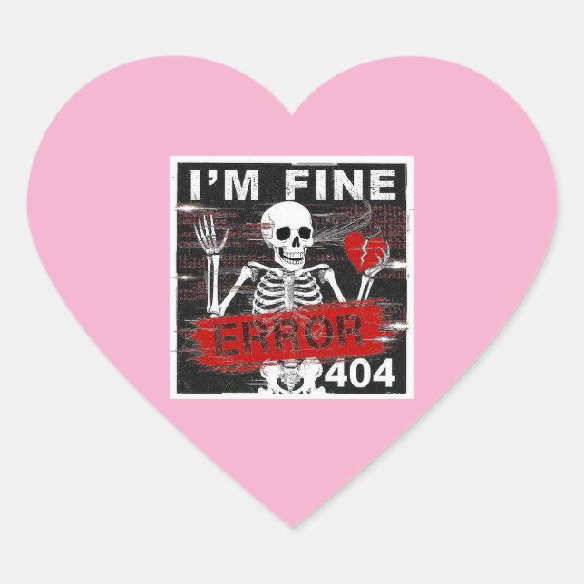  Error 404 Heart Sticker (Front)