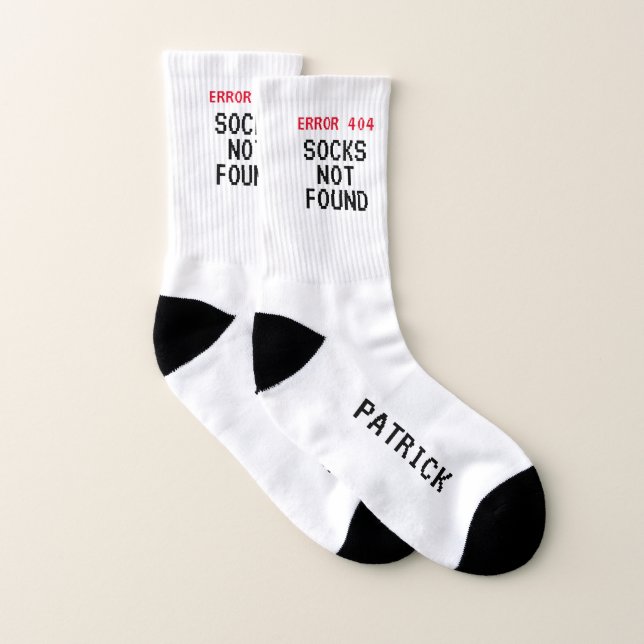 Error 404 meme socks not found funny Birthday gift (Pair)