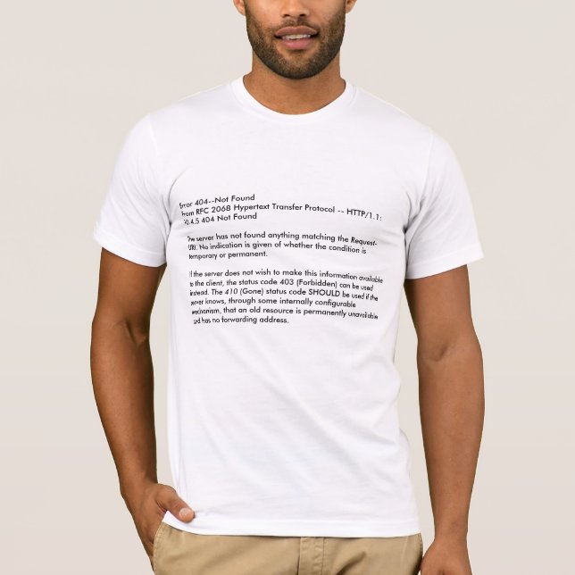 Error 404--Not FoundFrom RFC 2068 Hypertext Tra... T-Shirt (Front)