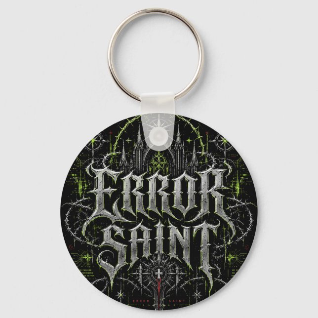 Error Saint Gothic Cyberpunk Front & Back Men's Keychain (Front)