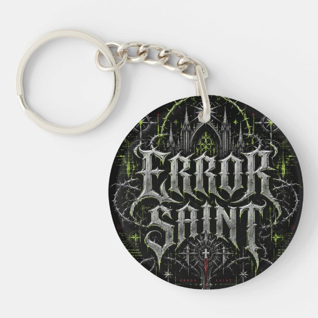 Error Saint Gothic Cyberpunk Front & Back Men's Keychain (Front)