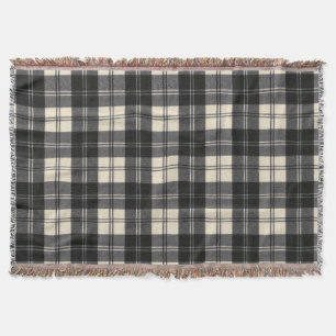 Erskine Black and White M Original Scottish Tartan Throw Blanket