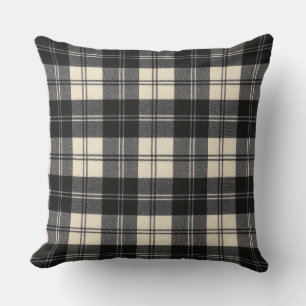 Erskine Black and White Modern Original Tartan Throw Pillow