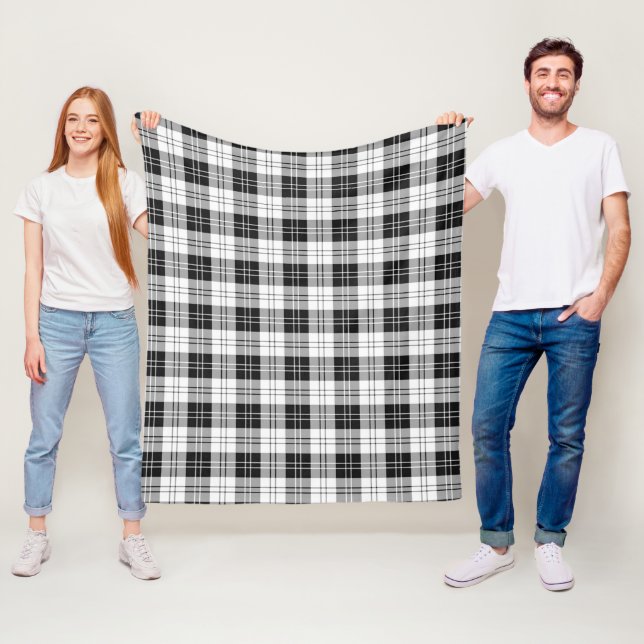 Erskine Black and White Plaid Fleece Blanket (In Situ)