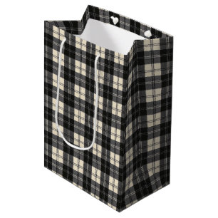 Erskine Black and White Scottish Tartan   Medium Gift Bag