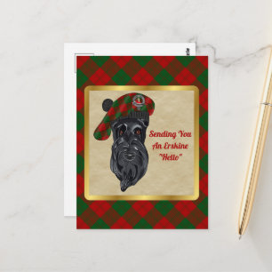 Erskine Clan Badge & Carte Postale Tartan