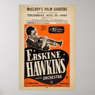 Erskine Hawkins jazz poster - Portland, OR - 1940