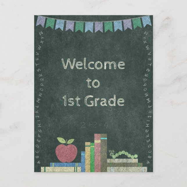 Erster Schultag | Willkommen zum ersten Schuljahr Postcard (Front)