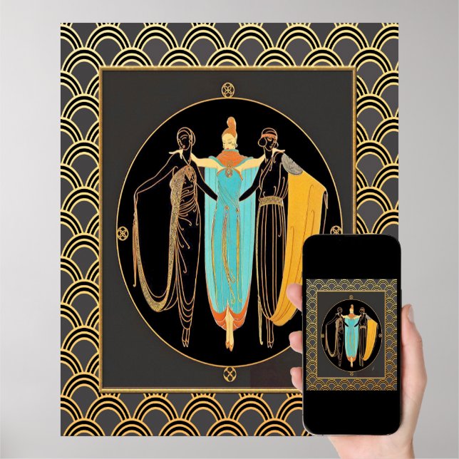 ERTE Art Deco Three Ladies Poster | Zazzle