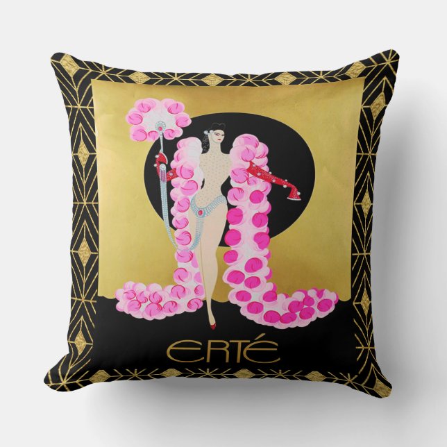 Erte Lady avec coussin rose Boa. (Recto)