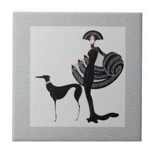 ERTE Lady with Dog Tile