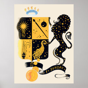 Erté - The Zodiac Suite, Leo Poster