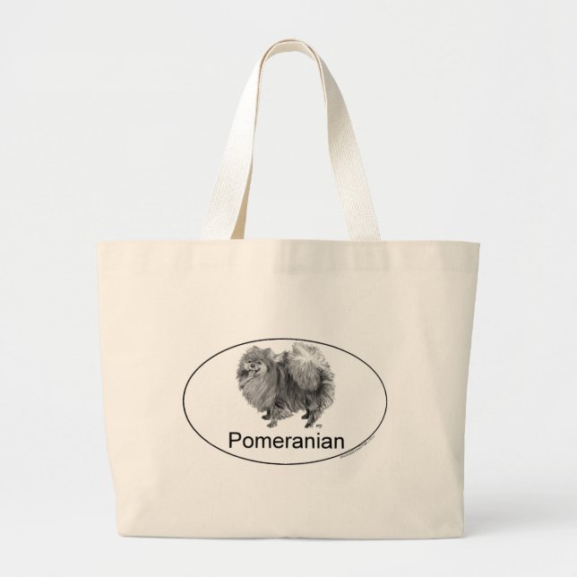 Eruo Pomeranian Dog Large Tote Bag (Front)