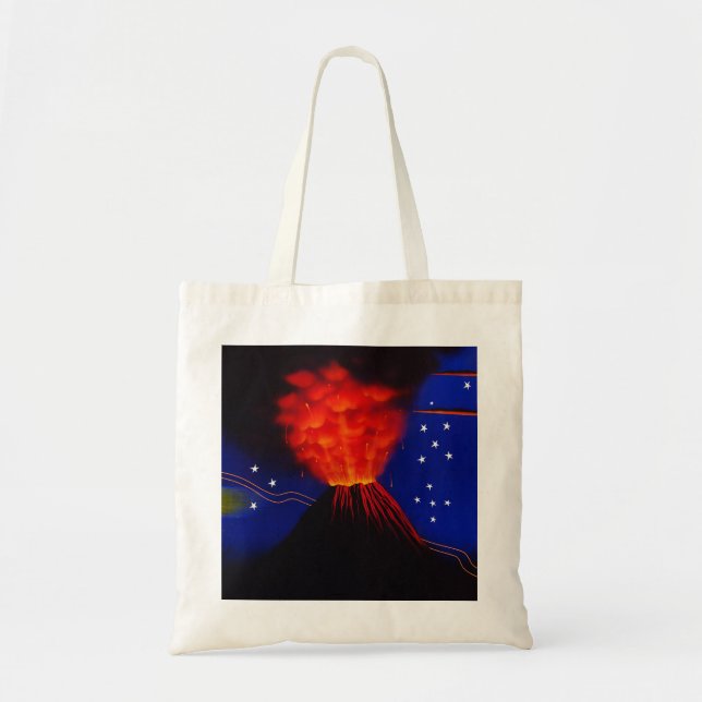 Erupting Volcano and Stars Tote Bag (Front)