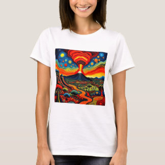 Erupting volcano at night 9 T-Shirt