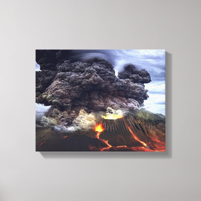 Erupting Volcano on Mountain Canvas Print (Front)