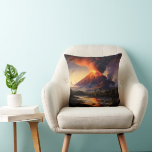 Erupting Volcano Throw Pillow