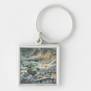 Eruption of a Volcano on Martinique Keychain