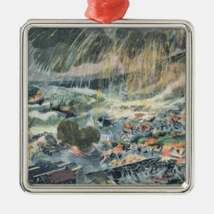 Eruption of a Volcano on Martinique Metal Ornament
