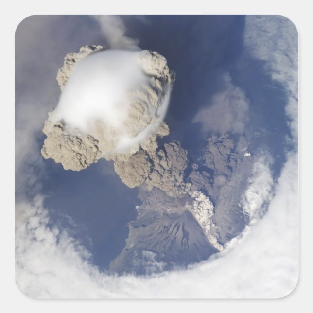 Eruption of Sarychev volcano Square Sticker (Front)