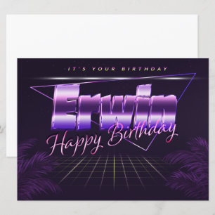 Erwin Name Vorname lila retro Karte Geburtstag Card