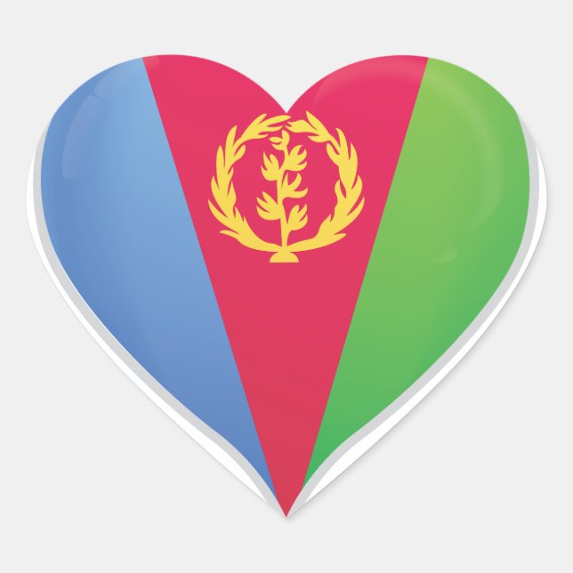 Erythrée amour drapeau orgueil autocollant coeur (Devant)
