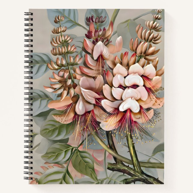 Erythrina Flower Watercolor, Gift Wall Notebook (Front)