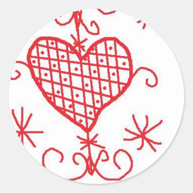 Erzulie Red Heart Veve Voodoo Hoodoo Love Sigil Classic Round Sticker (Front)
