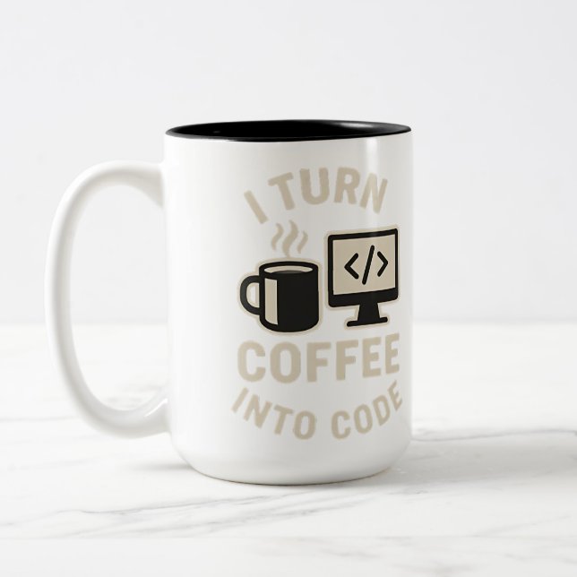 Es gracioso que convierta el café en código Two-Tone coffee mug (Left)