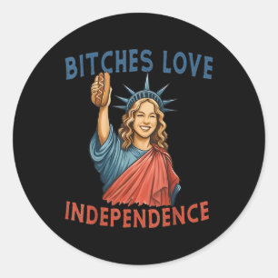 Es Love Independence Funny 4th Of July Patriotic Classic Round Sticker