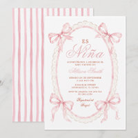 Es Niña Baby Shower Invitation | Pink Bow Spanish 