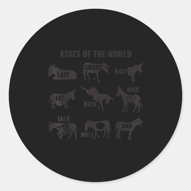 Es The World Funny Lazy Smart Half Fat Kick Kiss  Classic Round Sticker (Front)