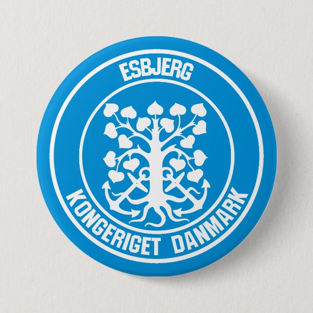 Esbjerg Round Emblem 3 Inch Round Button (Front)