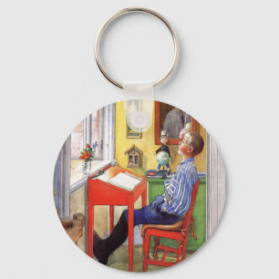 Esbjorn Doing His Homework by Carl Larsson Keychain