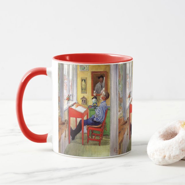 Esbjorn Doing His Homework by Carl Larsson Mug (With Donut)