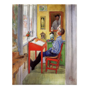 Esbjorn Doing His Homework by Carl Larsson Poster