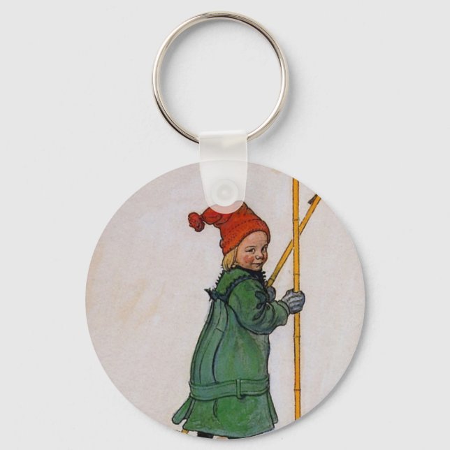 Esbjorn on Skis 1905 Keychain (Front)