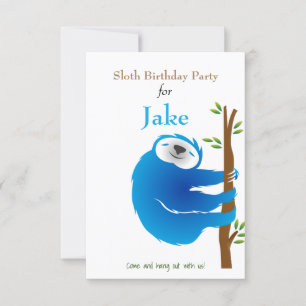 Escalade Blue Sloth Anniversaire Fête Invitation