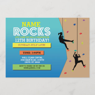 Escalade de rock Invitation de Escalade de la fête