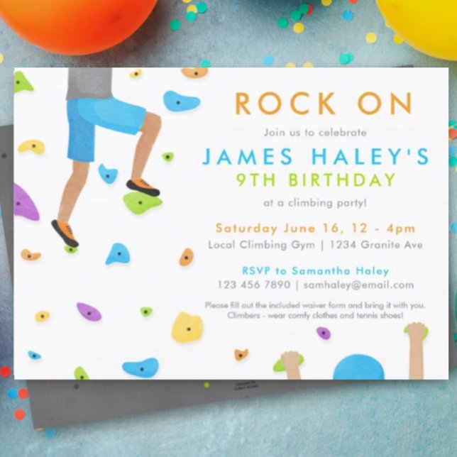 Escalade rock Invitation de fête d'anniversaire -  (rock climbing invitation)