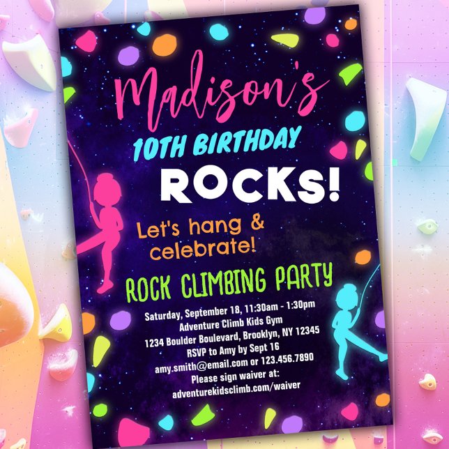 Escalade rock Invitation de fête d'anniversaire po (Créateur téléchargé)