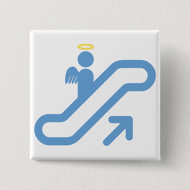Escalator, no Stairway 2 Inch Square Button (Front)