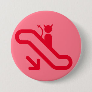 Escalator, no Stairway 3 Inch Round Button