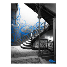 Escalier Art déco noir et blanc avec bleu