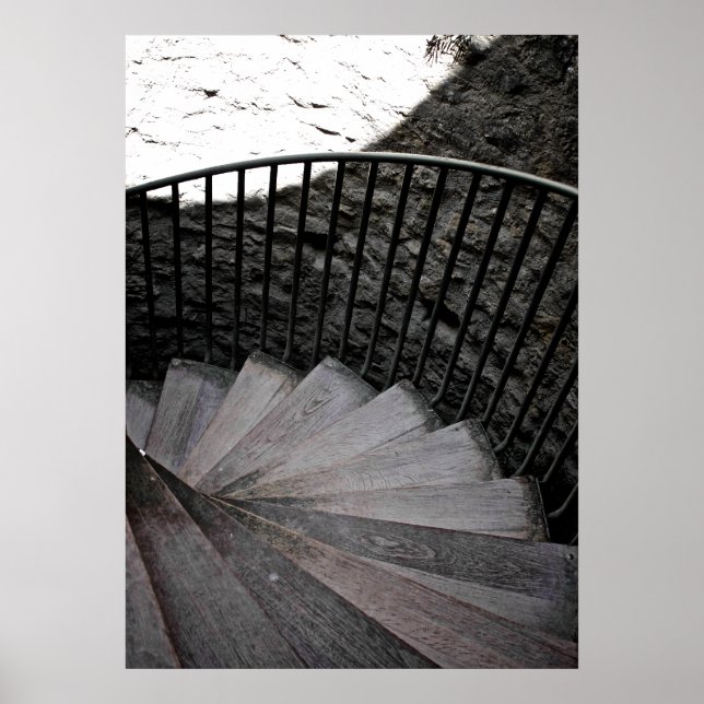 Escalier en spirale Poster noir et blanc (Devant)