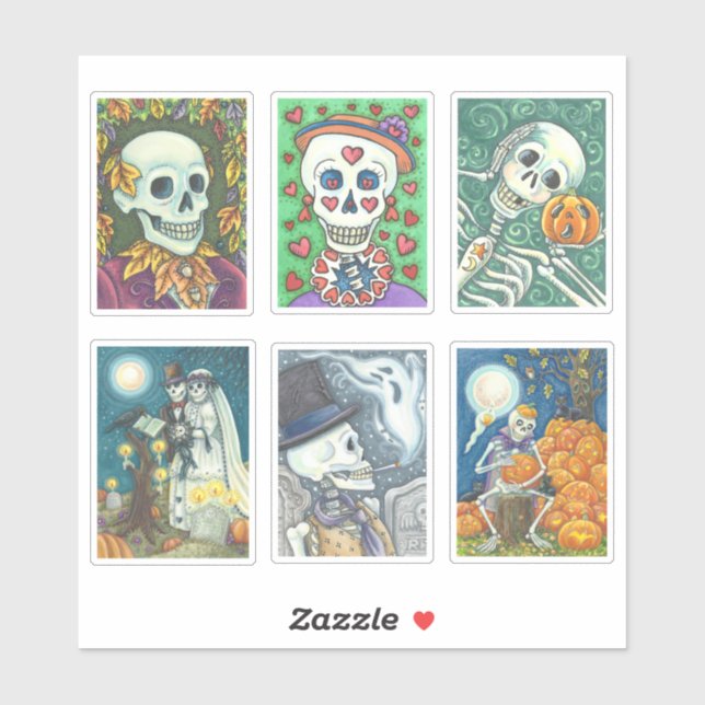 ESCALIER ROUGE, SKELETON, STICKERS FOLK MORTS (Feuille)