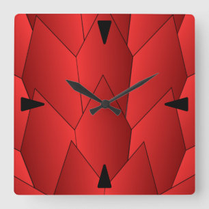 Escaliers Art Déco Design Carré rouge Horloge mura