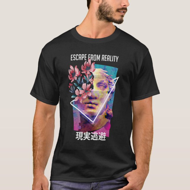 Escape From Reality Vaporwave Aesthetic Japanese E T-Shirt (Front)